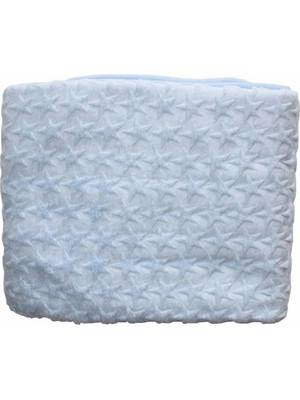 Bebegen Mavi Yıldız Kabartmalı Kalın Peluş Battaniye 100*120 cm