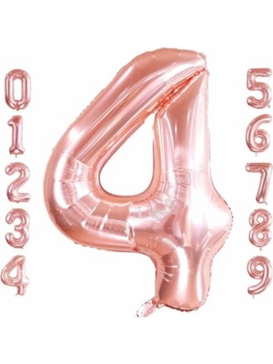 Parti Aşkı Rose Gold Renkli Rakam Folyo Balon 80 Cm & 32 Inç (Helyum Uyumlu)