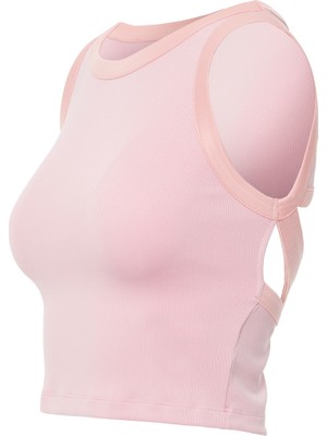 GIZIA Sırt Dekolteli Kolsuz Pembe Crop