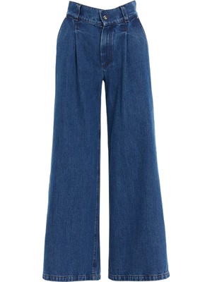 Klasik Palazzo Denim Pantolon