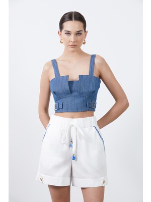 Askılı Kemer Detaylı Crop Top