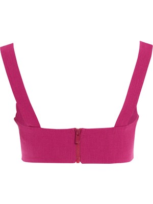 GIZIA Askılı V Yaka Pembe Crop