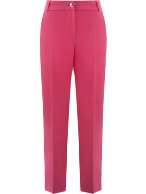 Arka Bel Lastikli Önü Metal Düğmeli Pembe Havuç Pantolon