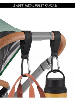 Mc.Pierobaby Siyah Metal Puset Kancası Bebek Arabası Askı Aparatı 2 Adet Dayanıklı Kullanım