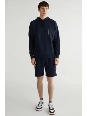 Gant Erkek Lacivert Regular Fit Kapüşonlu Logolu Sweatshirt