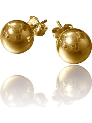 Defne Silver 925 Ayar Gümüş 8 mm Top Küpe