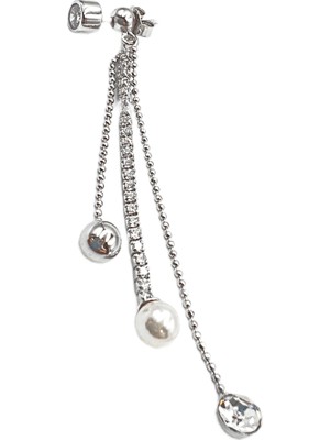 Defne Silver Suyolu Zincir Incili Küpe