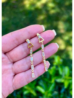 Defne Silver Taşlı Sarkıt Küpe