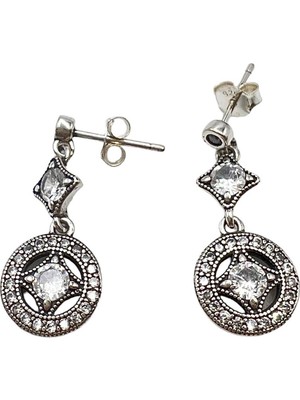 Defne Silver Panorama Taşlı Sarkıt Küpe