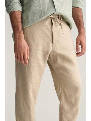 Gant Erkek Bej Relaxed Fit Keten Pantolon