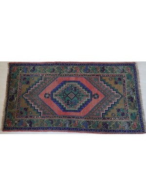 105X200 cm Renkli El Dokuma Yün Anadolu Kilim Yıkanabilir Antik Kilim