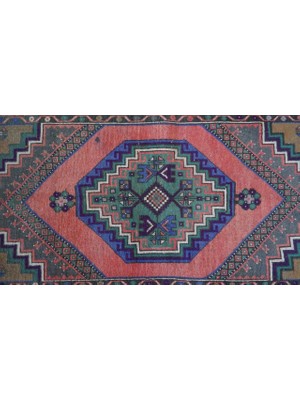 105X200 cm Renkli El Dokuma Yün Anadolu Kilim Yıkanabilir Antik Kilim