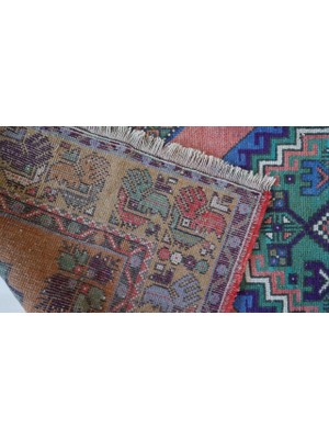 105X200 cm Renkli El Dokuma Yün Anadolu Kilim Yıkanabilir Antik Kilim