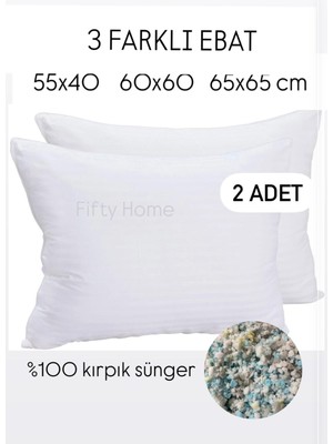 Fifty Home 2 Adet Kırlent Iç Yastık - 3 Farklı Ebat: 55X40 Cm; 60X60 Cm; 65X65 Cm, Dolgusu 100% Kırpık Sünger