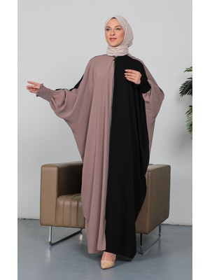 Vizon Siyah Cupra Kumaş Yazlık Yarasa Abaya