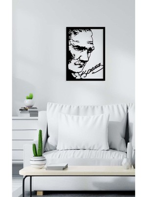 Artroya Atatürk Zafer Resmi Metal Duvar Tablosu - Ev Duvar Dekorasyonu - 60 x 44 cm -Siyah - ATA-043