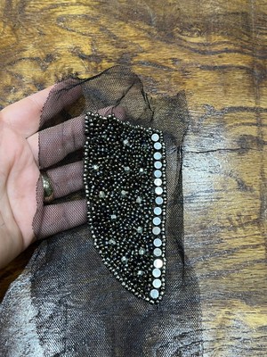 Gönülden Tasarım Çelik Boncuk Işleme Omuz Apolet Dikiş Aplike 12X6 cm