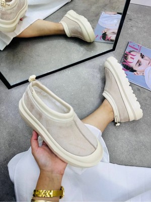 Duxal Shoes Paula Mini Süet Yarım Bot Içi Tüylü Düz Taban Kadın Ayakkabı