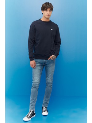 Regular Fit Normal Kesim %100 Pamuk Bisiklet Yaka Şardonlu Sweatshirt