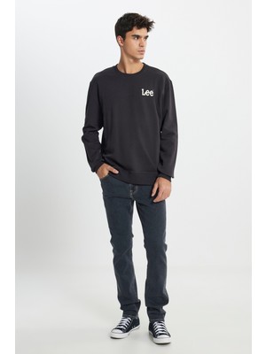 Lee Regular Fit Normal Kesim %100 Pamuk Bisiklet Yaka Antrasit Sweatshirt