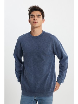 Loose Fit Rahat Kesim Bisiklet Yaka %100 Pamuk Turuncu Sweatshirt