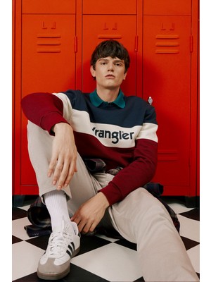 Wrangler Wrangler Regular Fit Normal Kesim Bisiklet Yaka İçi Polarlı Bordo Sweatshirt