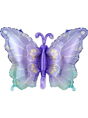 Kidspartim Benekli Mor Kelebek Folyo Balon 79X53 cm