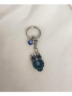 HD Marketim Anahtarlık Baykuş Cam Nazar Boncuklu Çanta Cüzdan Süsü Aksesuar