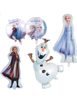 Parti Aşkı Frozen Elsa 5'Li Folyo Balon Seti & Karlar Ülkesi Elsa Anna Olaf Konsept Parti Balonu