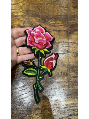 Gönülden Tasarım Ütü Ile Yapışan 17X9 cm Renkli Çiçek Arma Dikiş Aplike