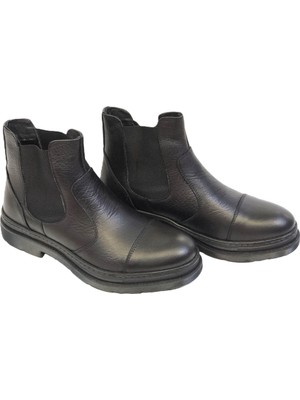 Kafkaslar  Deri Lastikli Çelse Model Ortopedik Tabanlı Erkek Bot