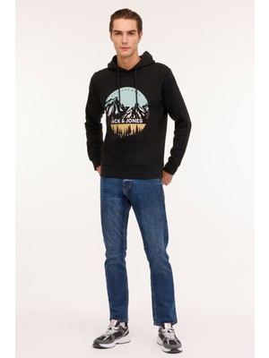 Jack & Jones Jjpeak Sweat Hood Ln Siyah Erkek Sweatshirt