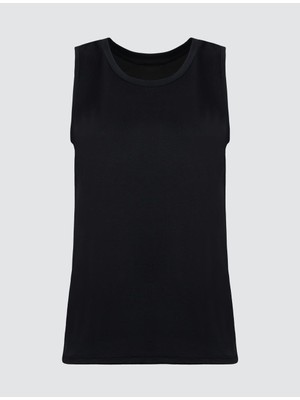 Jimmy Key Siyah U Yaka Kolsuz Basic Örme Atlet