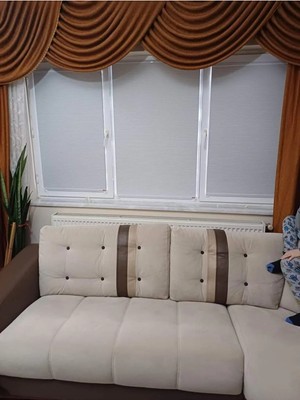 Plised Home  Karartma Beyaz Cam Balkon Plise Perde