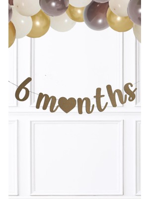 Pekshop Ayı Konsept 6 Months Banner Yarım Yaş Partisi 6 Months Yazılı Ayıcıklı 2li Banner Süs