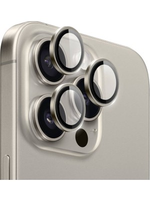 Alponso iPhone 15 Pro Max ve iPhone 15 Pro Safir Kamera Lens Koruyucu Uygulama Aparatlı