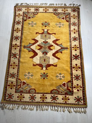 Designev 170x236 Cm Canlı Renkli El Dokuma Yün Geometrik Desenli Antik Türk Modern Kilim