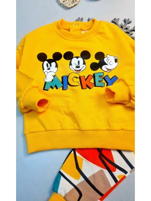 CemBebe Erkek Bebek Için Mickey Mouse Desenli Alt Üst Eşofman Takımı