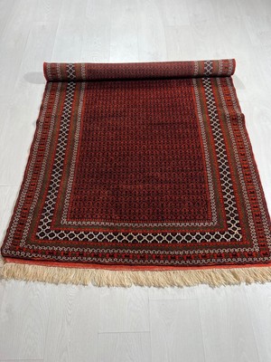 Designev 115x176 Cm Canlı Renkli El Yapımı Yıkanabilir Türk Antik Kilim Turuncu Siyah Renkler