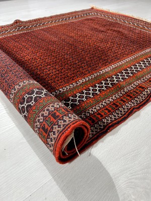 Designev 115x176 Cm Canlı Renkli El Yapımı Yıkanabilir Türk Antik Kilim Turuncu Siyah Renkler