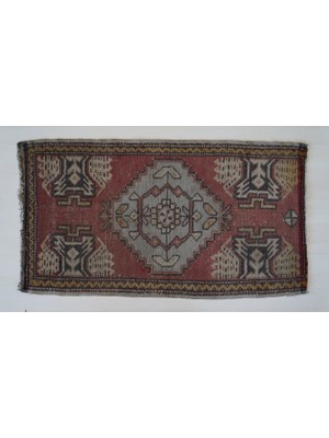 Designev 55x99 Cm Nostaljik El Dokuma Yıkanabilir Ender Türk Kilimi Harika Antik Hediye