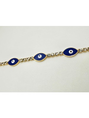 Stainless Steel Nazar Boncuklu Taşlı Çelik Bileklik