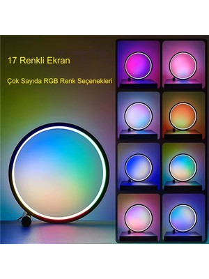 Hymark 10 Inç Akıllı Rgb Masaüstü Müzik Ritim Gece Lambası 25CM Alüminyum Halka LED Işığı Masa Lambası