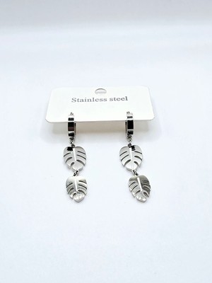 Stainless Steel Yaprak Sallantılı Çelik Küpe