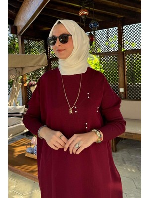 Rabia Şamlı Melda Triko Tunik Bordo