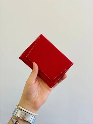 Efe Deri Efe  Deri  Kapaklı Kırmızı Dikişli Araç Ruhsat Kılıfı Kabı Oto Ruhsatlık Araba Ruhsat Koruyucu