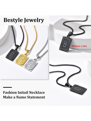 Cktjewelry Laatikui Collar Con Colgante Inicial Con Etiqueta De Perro Negra, Letra T, Caja De Acero Inoxidable, Cadena Con Nombre Para Hijo, Papá, Marido (Yurt Dışından)