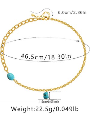 Cktjewelry Turkuaz Serisi Kolye Bilezik Boncuk Niş Klavikula Zincir Kaplama 18K Gerçek Altın Zincir Renk Koruma Kolye (Yurt Dışından)