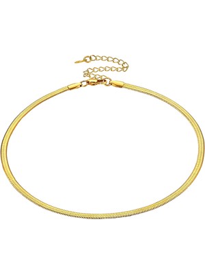 Cktjewelry Laatikui Gargantilla Delicada Chapada En Oro De 18 Quilates Para Mujeres Y Niñas, Collar De Cadena De Serpiente Plana De 3 Mm, Collar De Espiga A La Moda, 18 "+ 3,5" (Yurt Dışından)