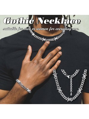 Cktjewelry Laatikui Collar De Espinas De Acero Inoxidable De 20 Pulgadas Para Hombres Y Mujeres Punk Hip-Hop Alambre De Púas Cadena De Eslabones Cubanos Para Padre Marido Hijo (Yurt Dışından)